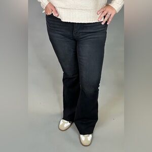 Risen black raw hem flare jean